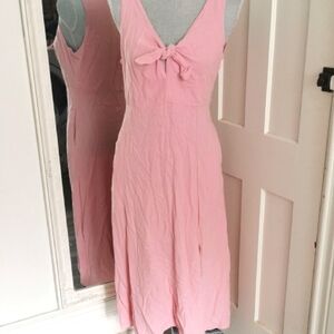 Petal pink sleeveless bunny tie slip midi dress. Beachy, boho.  Size Medium